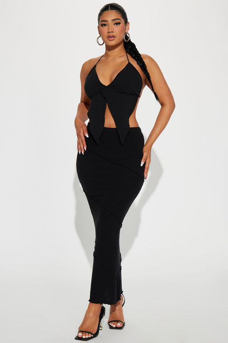 Flirt Alert Ribbed Maxi Skirt Black Fashion Nova Skirts