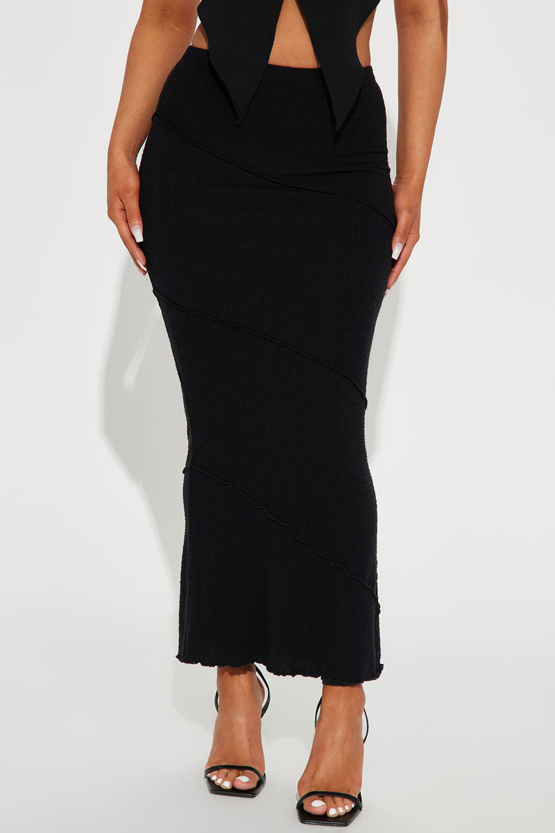 Flirt Alert Ribbed Maxi Skirt - Black | Fashion Nova, Skirts | Fashion Nova