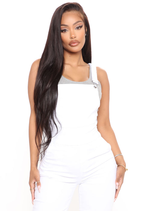 Women's white overalls top