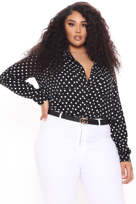 Fashion Nova Women's You Better Work Polka DoT-Shirt