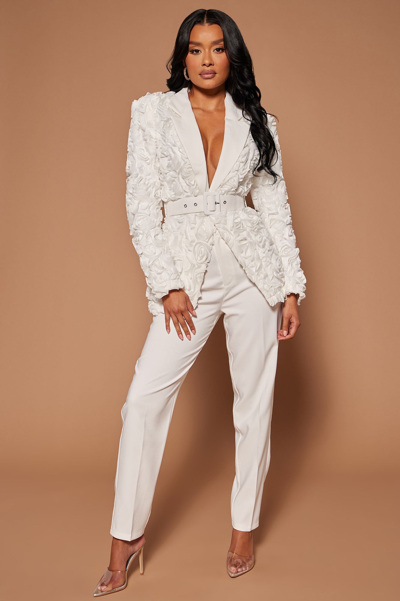 Smell The Flowers Blazer Pant Set - White