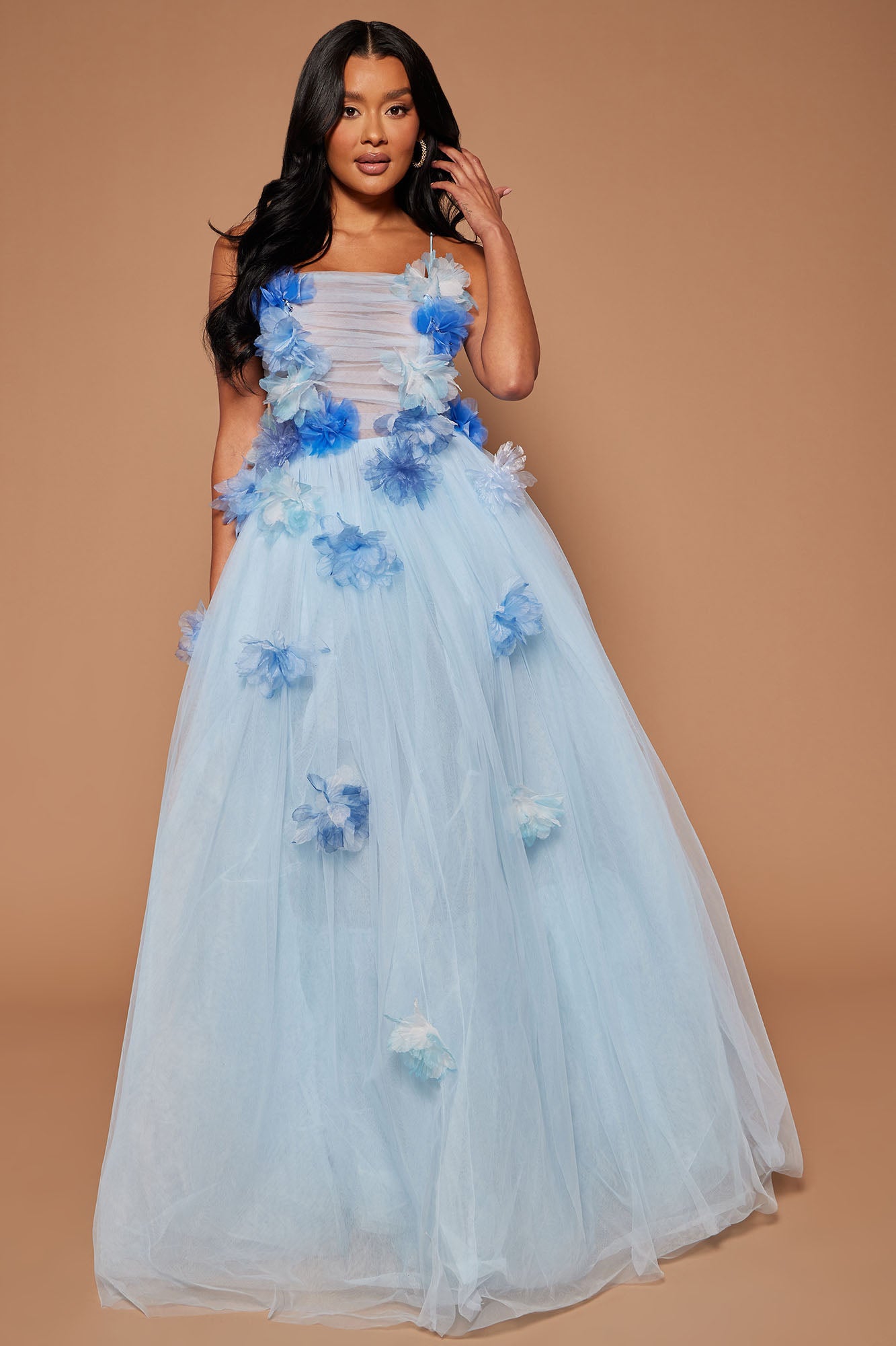 Aubrey ruffle dress in light blue 2025
