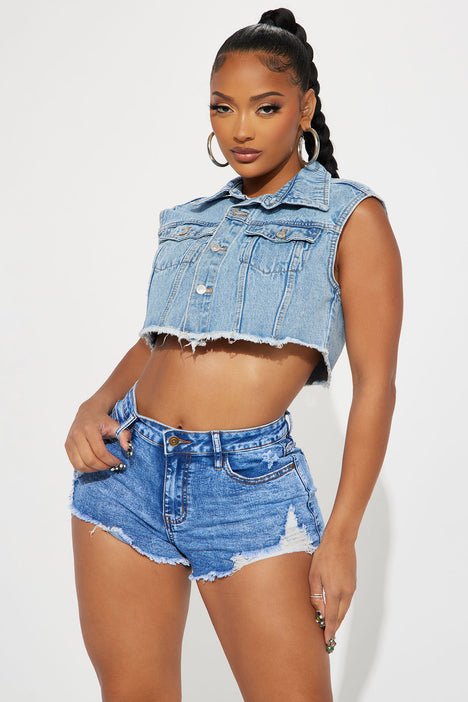 Short store jean vest