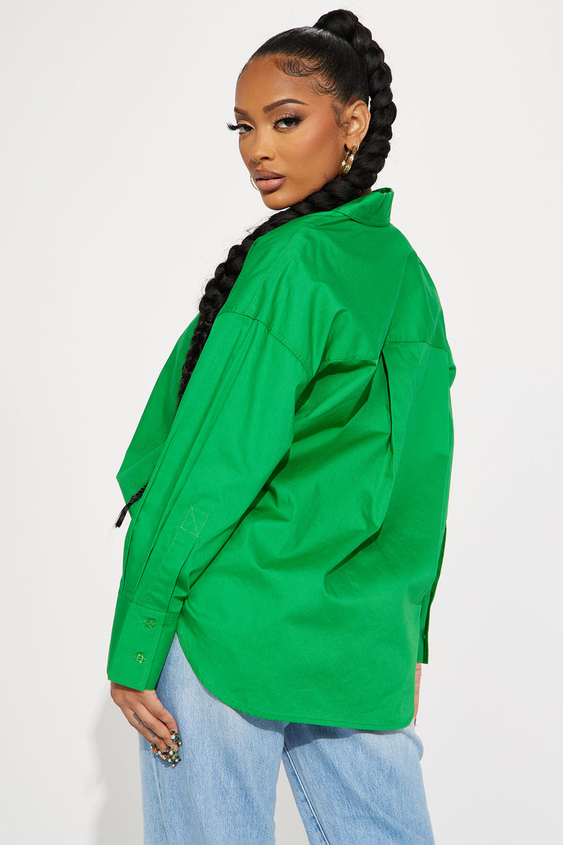 Closet Staple Poplin Shirt - Kelly Green | Fashion Nova, Shirts ...