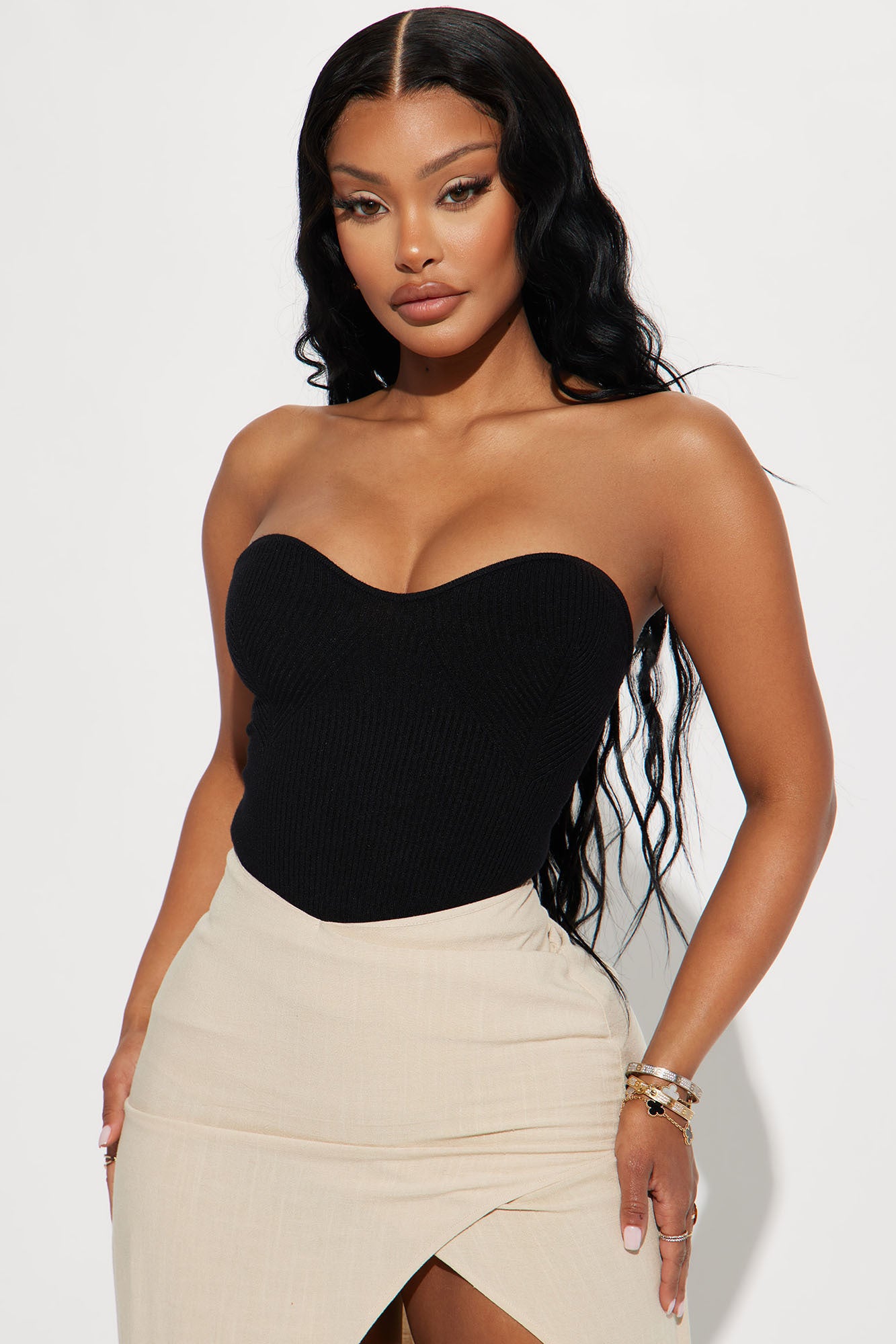 Breia Buckle Tube Top - Black, Fashion Nova, Shirts & Blouses