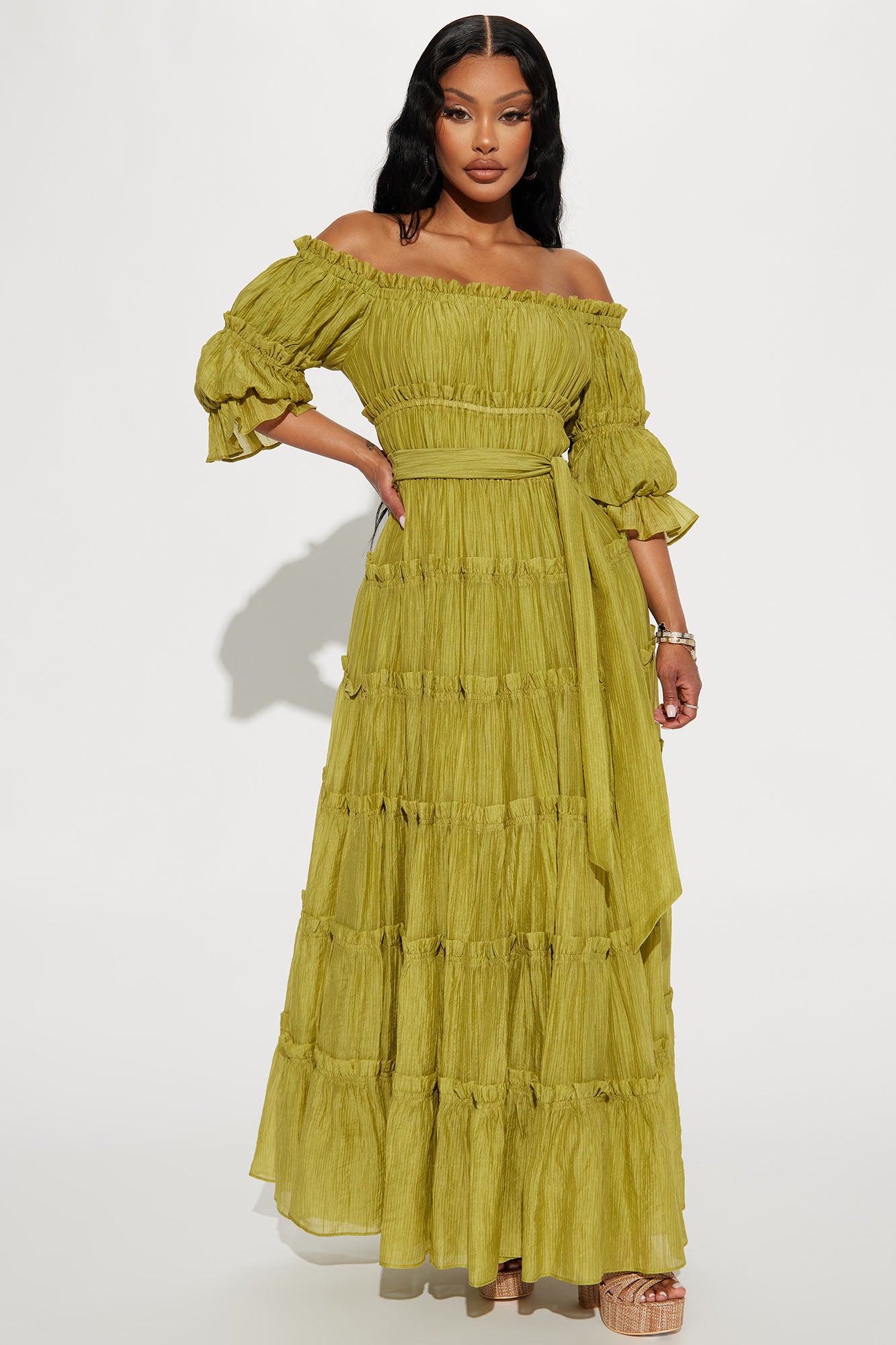 Chartreuse maxi cheap dress
