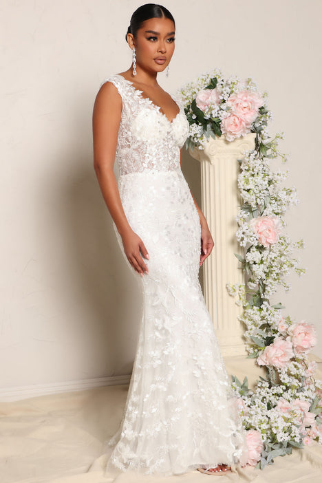 Fashion nova white wedding dress online