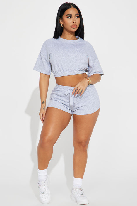 Going Along Short Set Heather Grey Fashion Nova Matching Sets