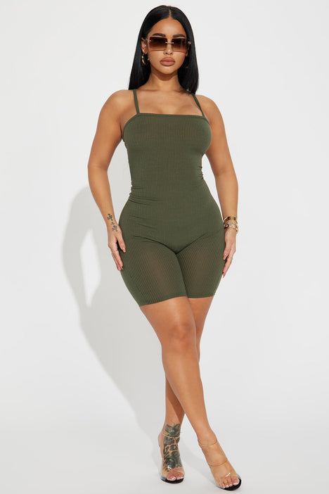 Olive green sale romper shorts