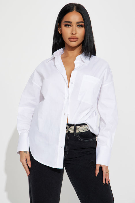 Fashion nova white button up shirt sale