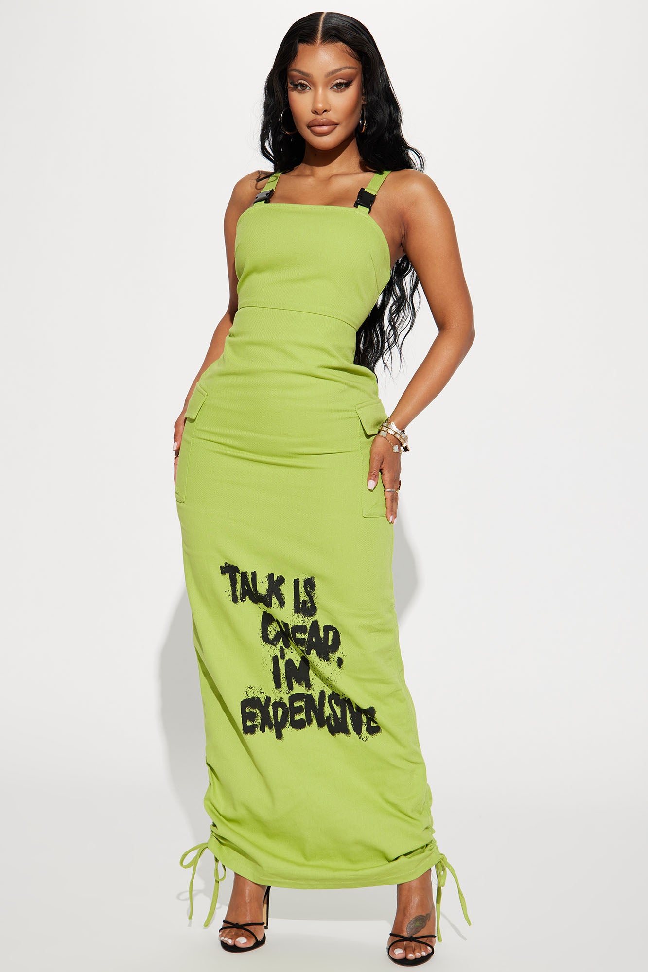 Talk Is Cheap Denim Maxi Dress Lime Fashion Nova Dresses