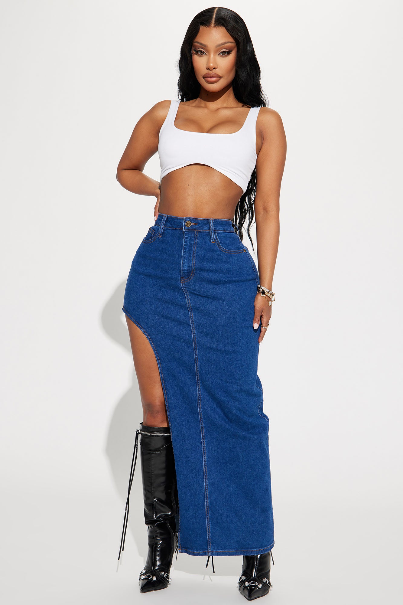 Fashion nova high waisted jean skirt shop