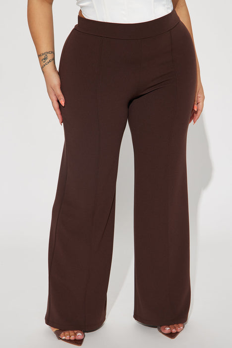 Petite Victoria High Waisted Dress Pants - Chocolate