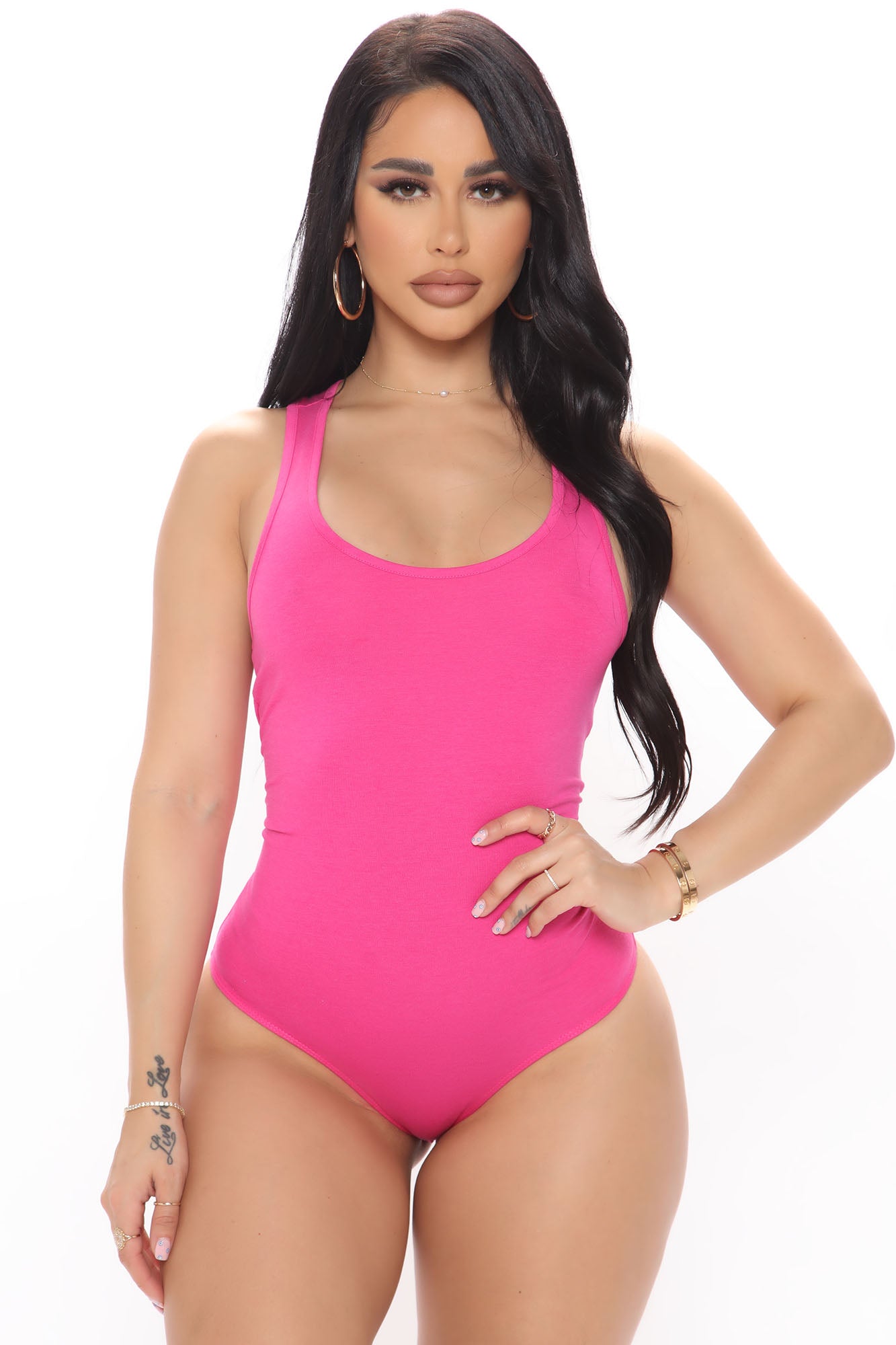 Divine Basic Tank Bodysuit - Fuchsia