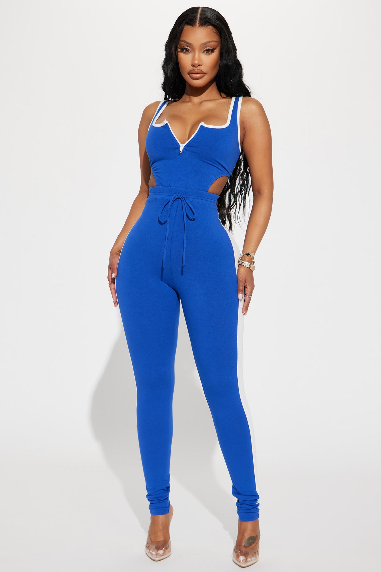 Work It Out Jumpsuit Blue combo Fashion Nova Jumpsuits