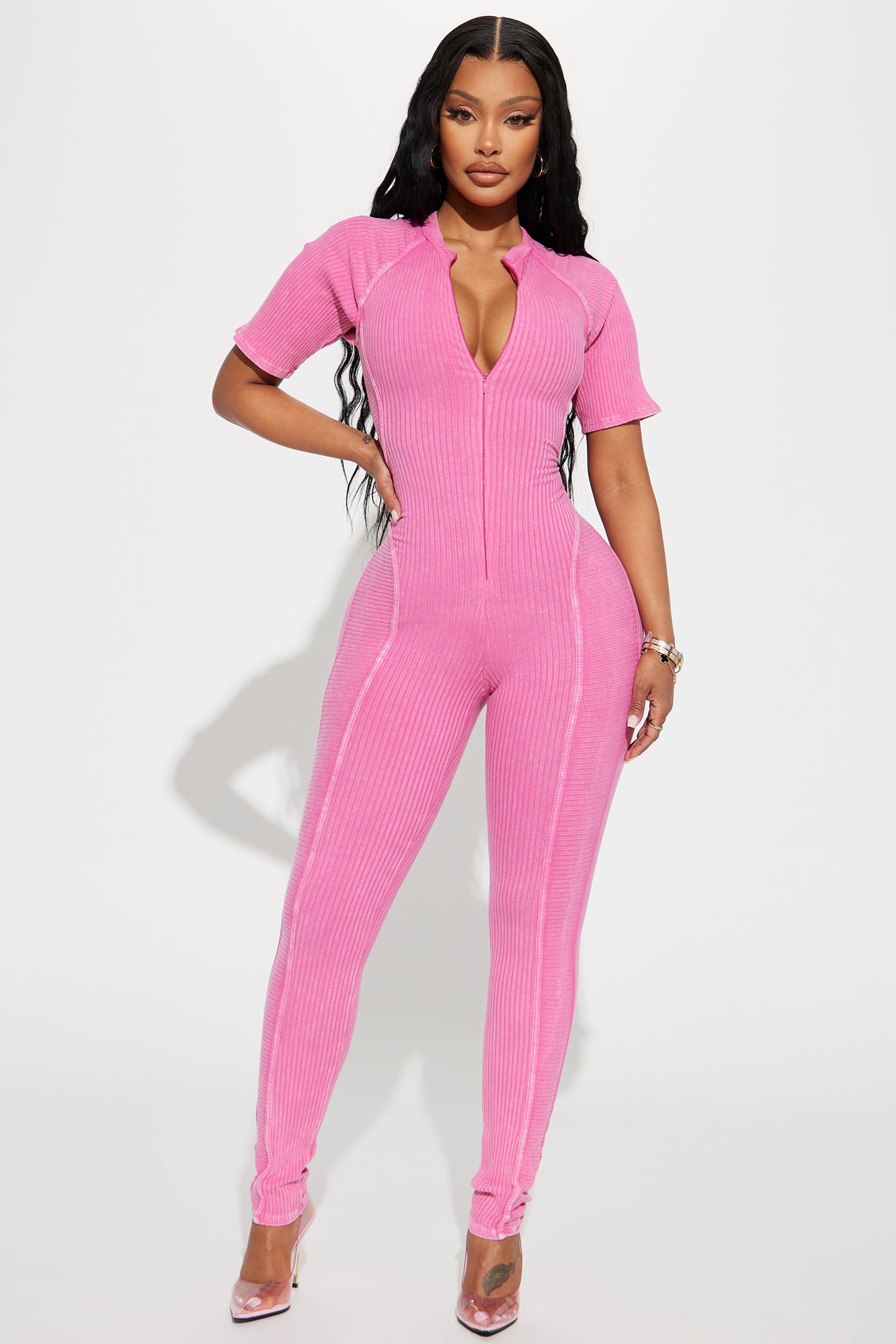 Lucy Mineral Wash Jumpsuit Pink