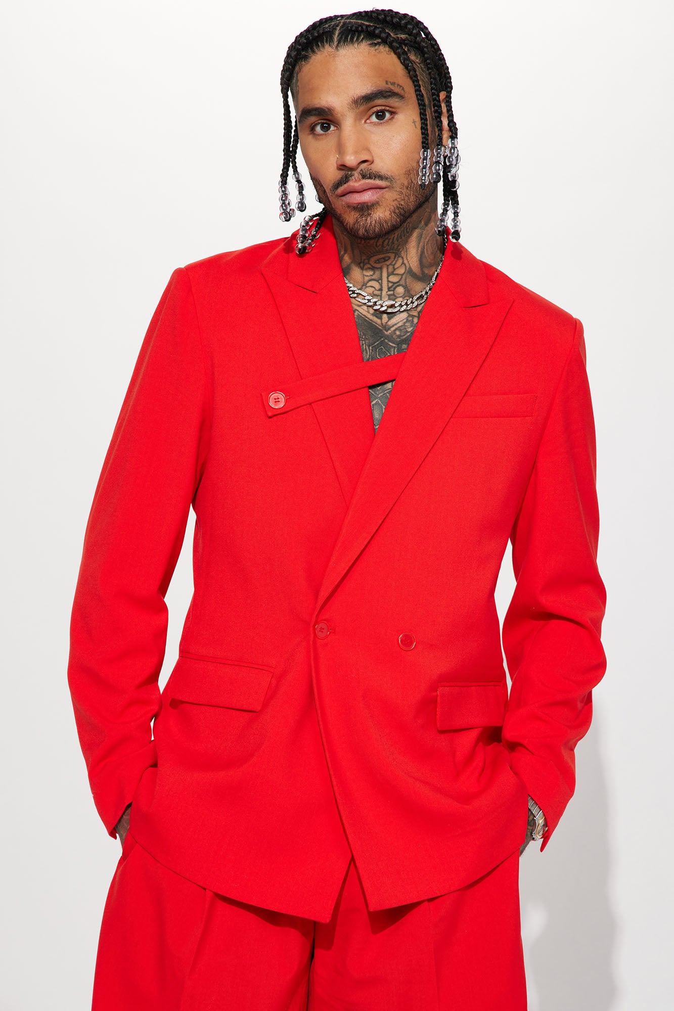 Love Of My Life Relaxed Strap Suit Jacket Red Fashion Nova