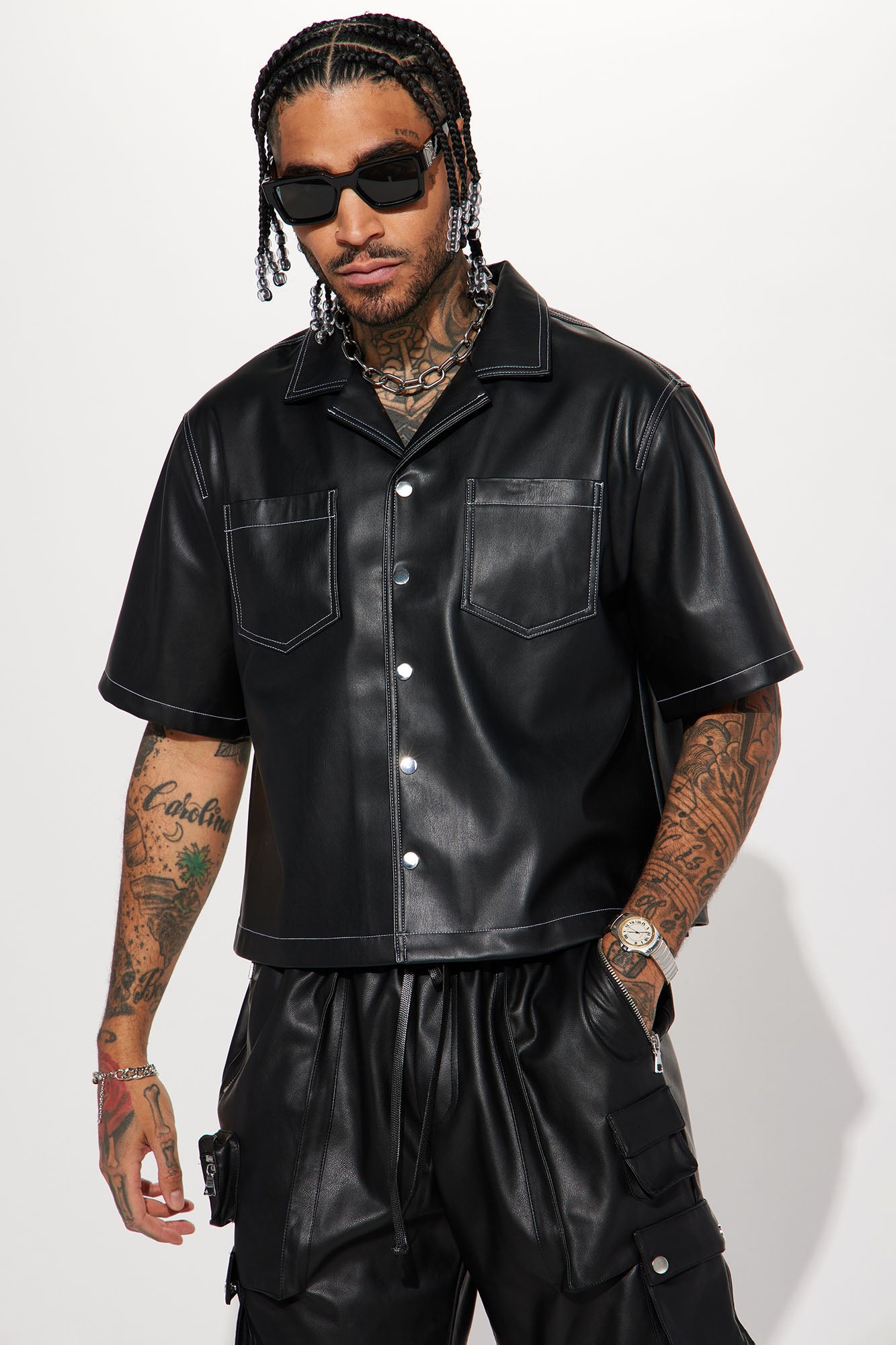 Short sleeve leather jacket mens deals