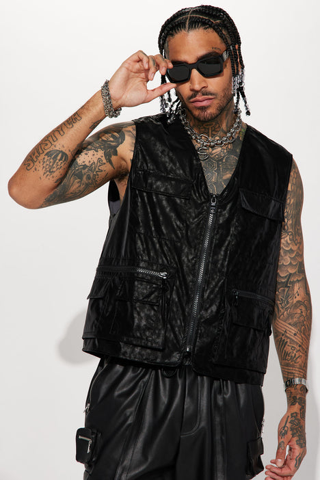 Faux leather outlet vest mens