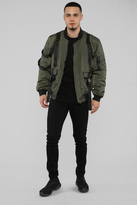 Bomber jacket discount with straps