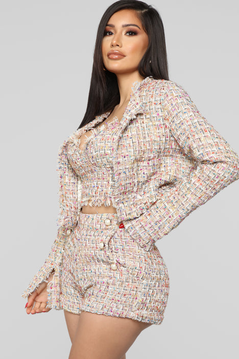 Tweed skirt set fashion top nova