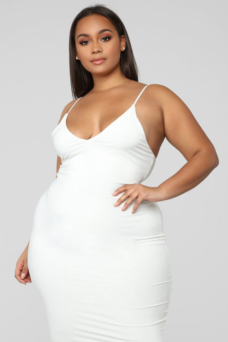 White plus size online dress fashion nova