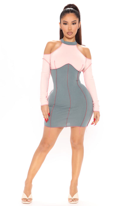Colleen Colorblock Mini Dress Hunter