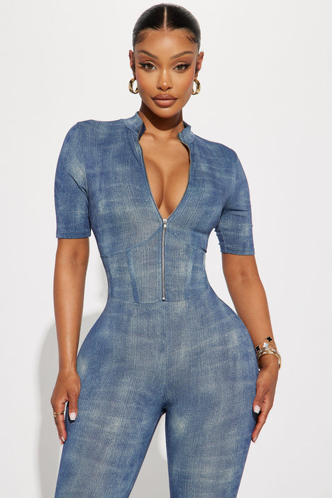 Romper Women Button Front Blue Denim Jeans Jumpsuit Casual Ladies | eBay