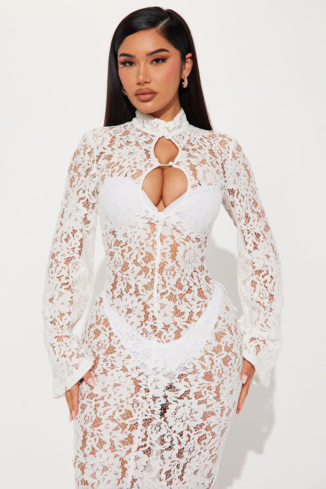 Loved In Lace Maxi Dress Off White Fashion Nova Dresses