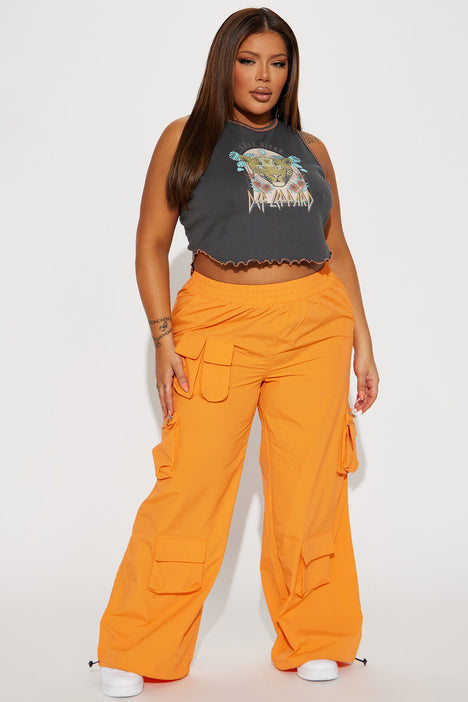 Orange cargo top pants fashion nova