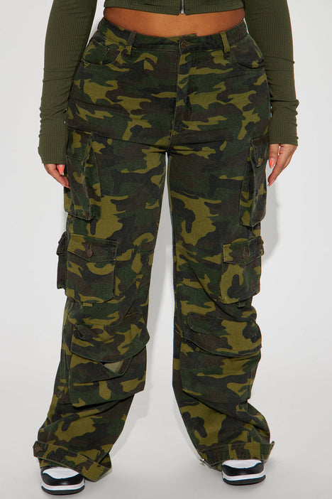 No Regrets Camo Cargo Pant Olive combo Fashion Nova Pants