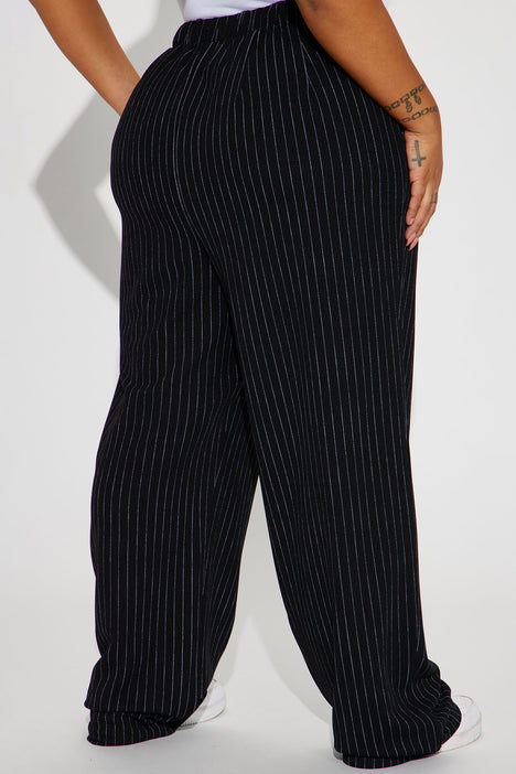 Work It Pinstripe Trouser Pant Black