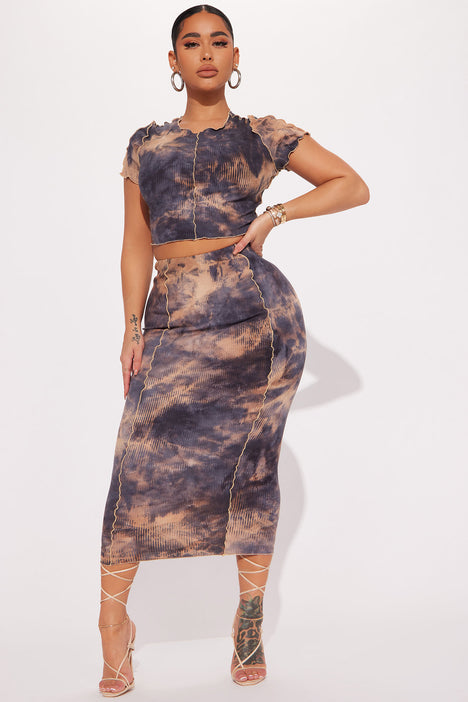Tie dye skirt deals set fashion nova