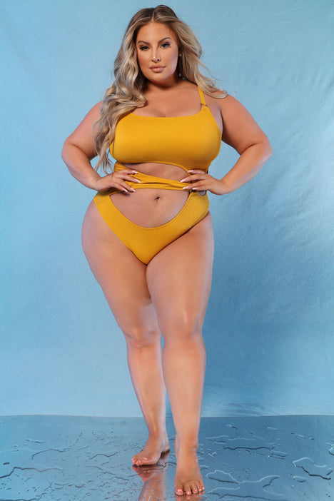 Mustard yellow swimsuit hot sale plus size