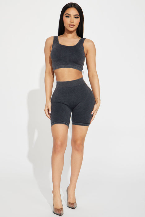 Morning Workout Biker Short Set Black
