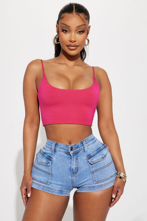 Keep It Low Key Crop Top - Hot Pink