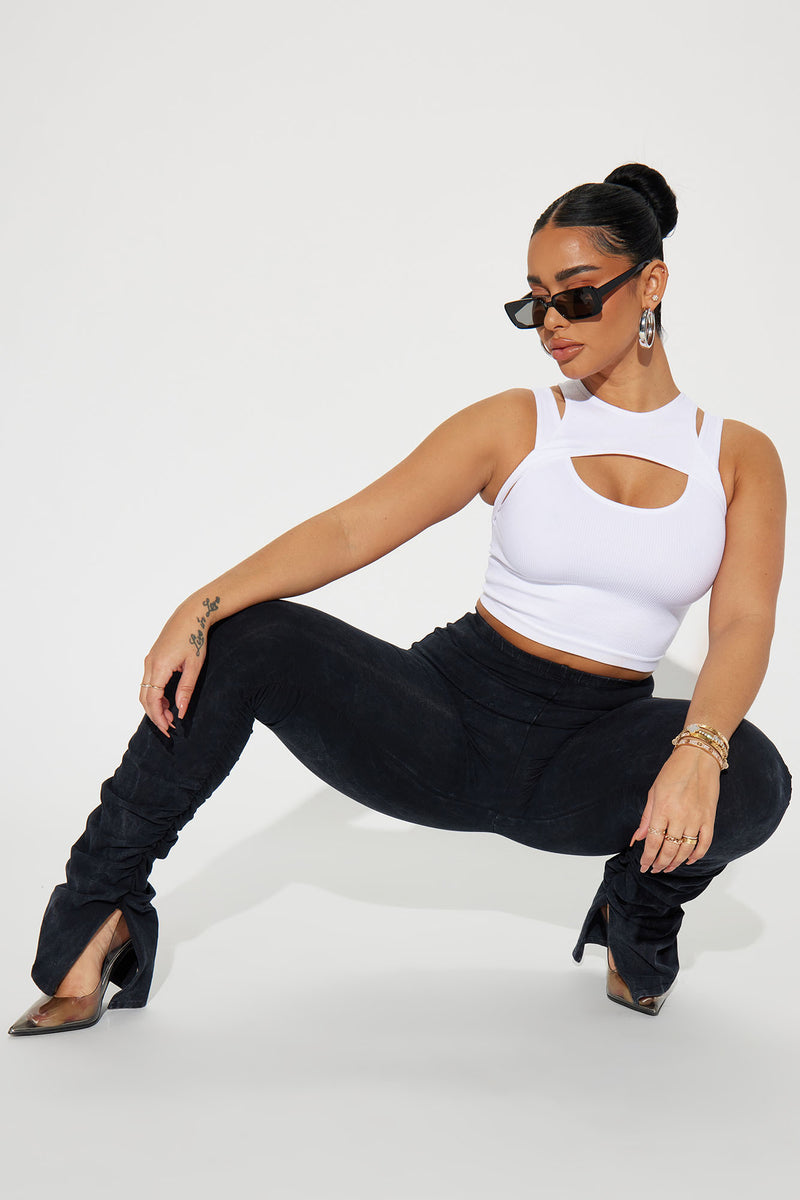 Rosalie Mineral Wash Stacked Pant Black Fashion Nova, Pants