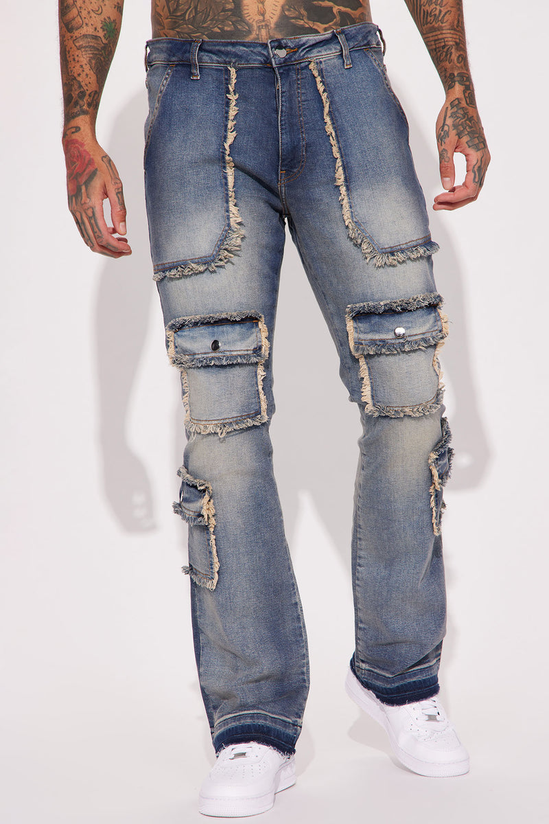 Check Out Stacked Slim Flare Cargo Jeans - Vintage Blue Wash | Fashion ...