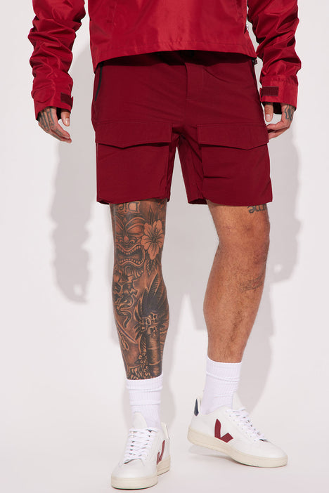 Call Me Nylon Shorts Burgundy Fashion Nova Mens Shorts