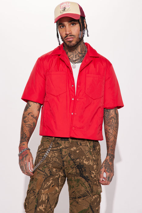 Red short sleeve jacket hot sale