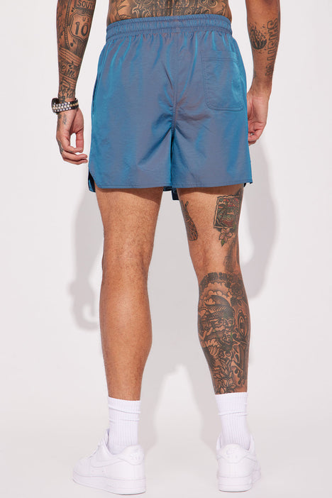 Stormy Iridescent Nylon Shorts Blue Fashion Nova Mens Shorts