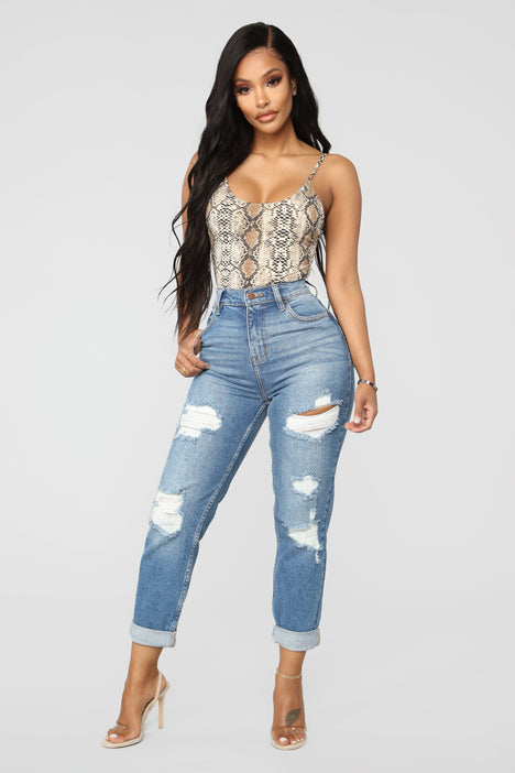 I Got It From My Mama Distressed Jeans MediumBlueWash Fashion