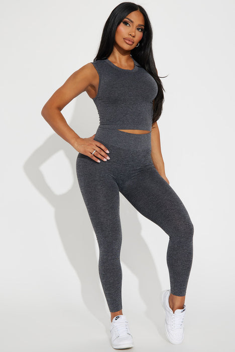 Grey leggings matching top top