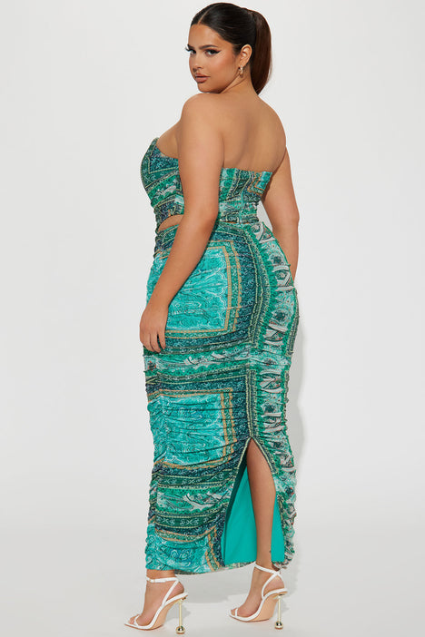 Macy Mesh Skirt Set Green combo
