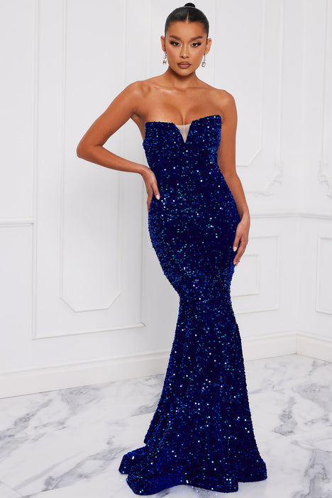 Blue sequin dress fashion hot sale nova