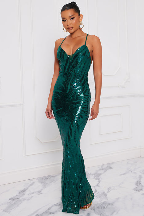 Fashion nova green sequin dress 2025