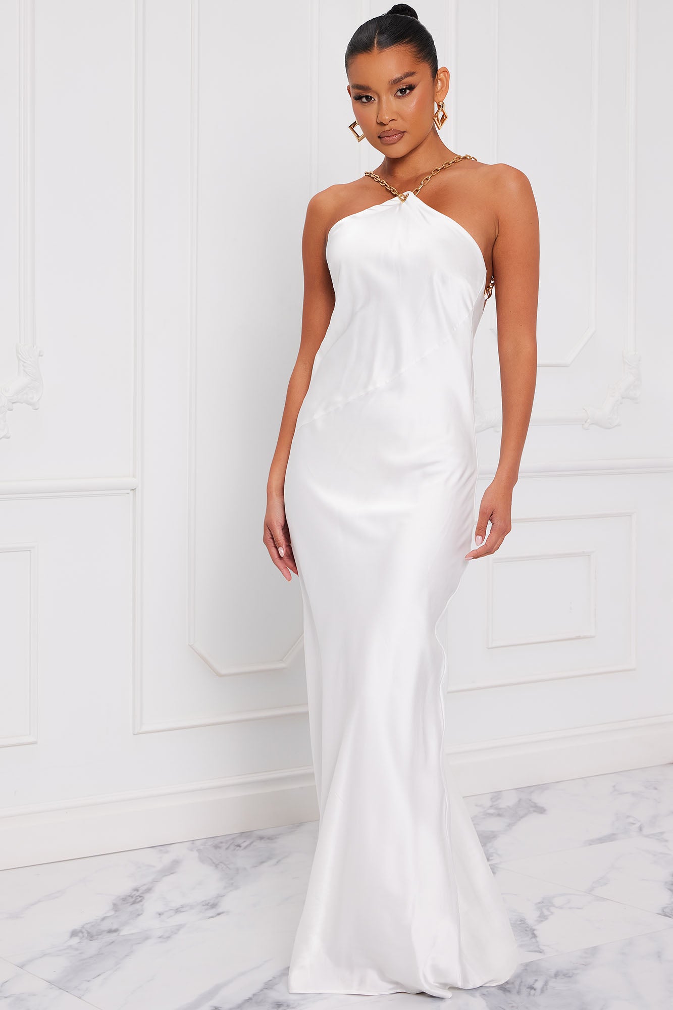 Fashion nova white satin dress clearance