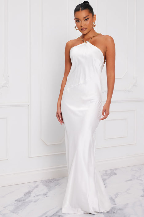 Fashion nova white satin dress online