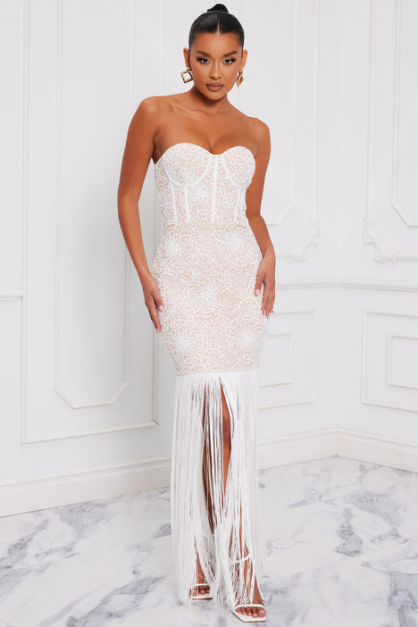 White fringe outlet dress fashion nova