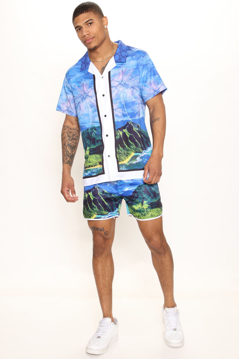 Aloha Mana Swim Trunks - Blue/combo | Fashion Nova, Mens Swim | Fashion ...